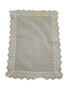 Vintage White Linen Lace Doily Heirloom Cottagecore Shabby Chic Decor